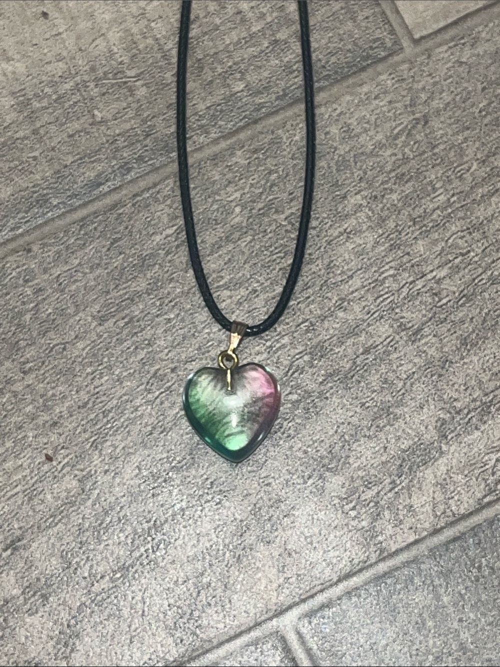 Heart Pendant Necklace in Green and Pink - Women Jewelry I